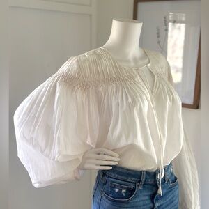 Bila 77 Boho White Embroidered Peasant Top Size L